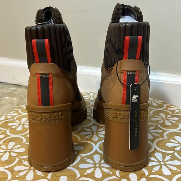 NIB Sorel Brex Heel Cozy Lace waterproof boots in Tawny Buff/Blackened Brown 7.5 - Picture 9 of 12